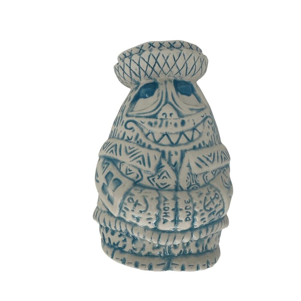 Tiki Tony Yeti on Vacation Blue White Ceramic Matte Finish TIki Mug Inside Gloss - Picture 1 of 7